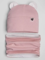 Шапка для девочек осенняя, с ушками и снудом