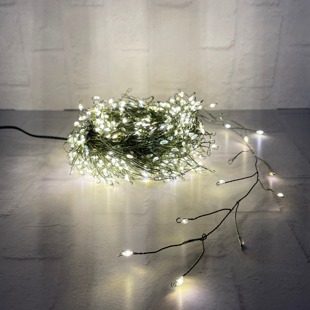 Гирлянда 1.5м Snake Light Капли Микро на зеленом проводе 600 ламп