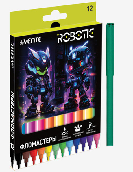 Фломастеры 12 цвета(ов) ДЕВЕНТЕ Роботик (5081533)