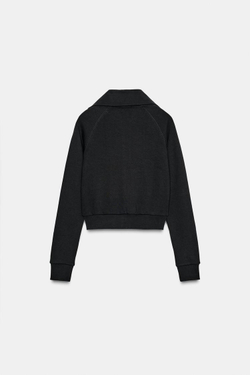 ZARA ТОЛСТОВКА ИЗ ФЛИСА НА МОЛНИИ, ЧЕРНЫЙ