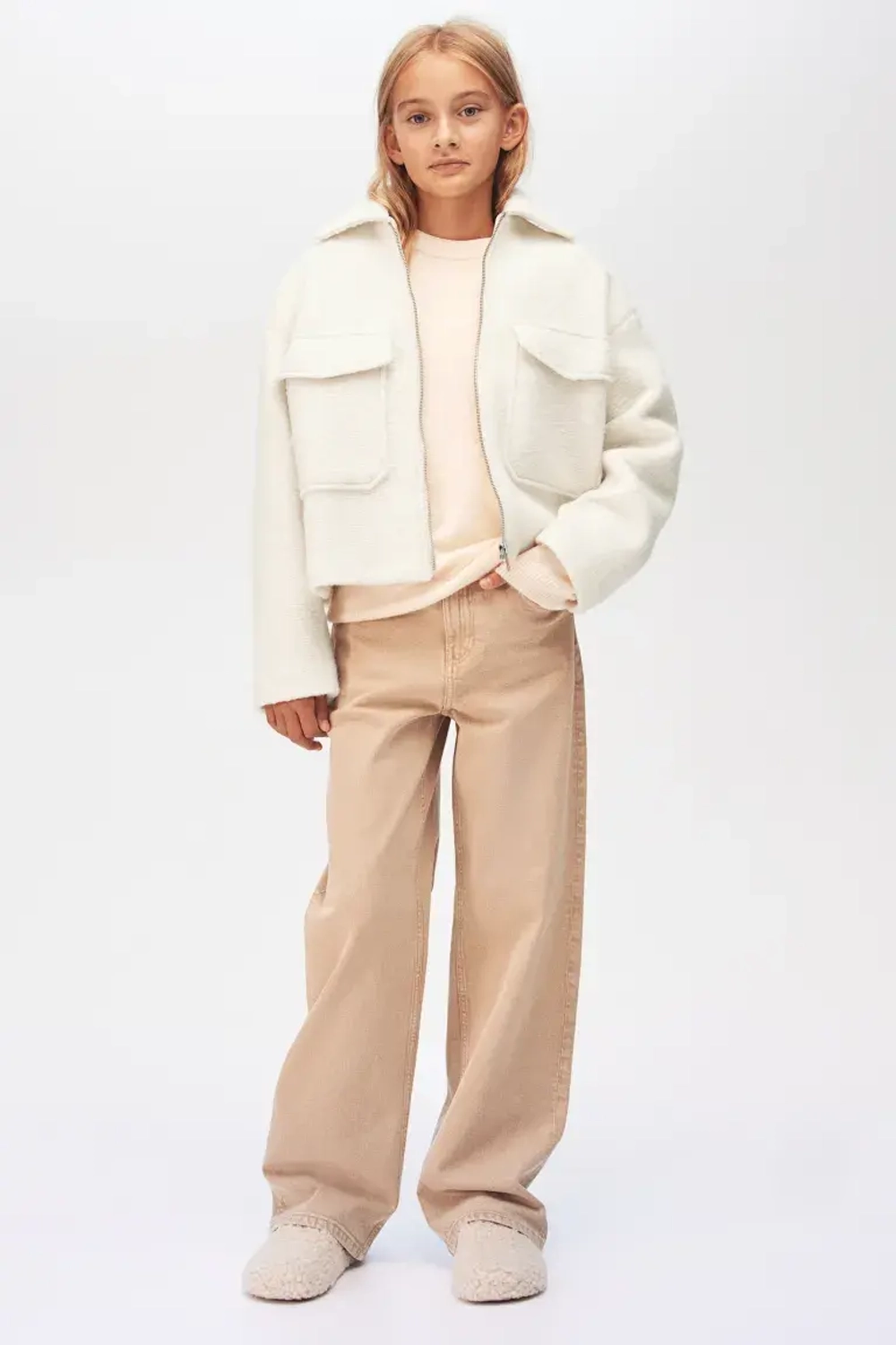 H&M Куртка-рубашка из фетра, белый