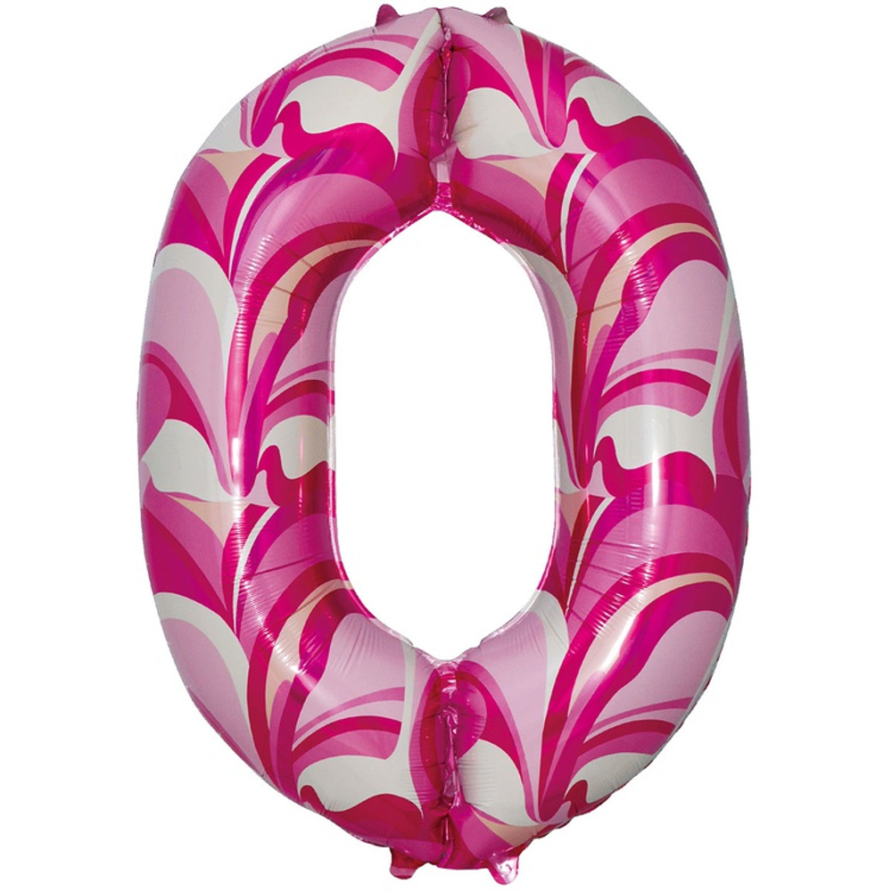 Шар Фольгированный Цифра 0 Мрамор розовый (Розовый)