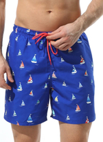 Мужские шорты с принтом в виде парусников (Размер: XXL) (Цвет: синий)