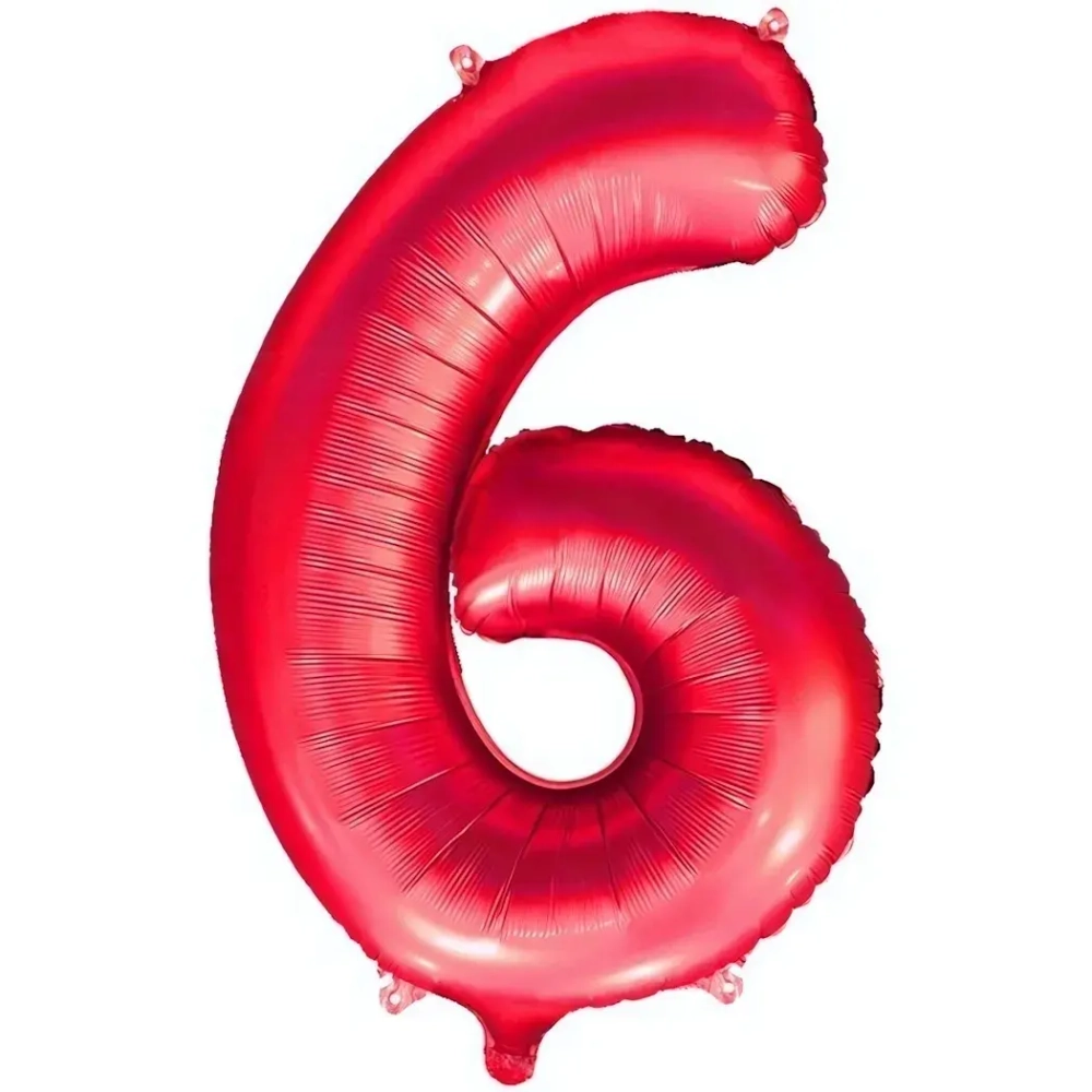 Шар фольгированный 32'/81см «Цифра 6» (красный)