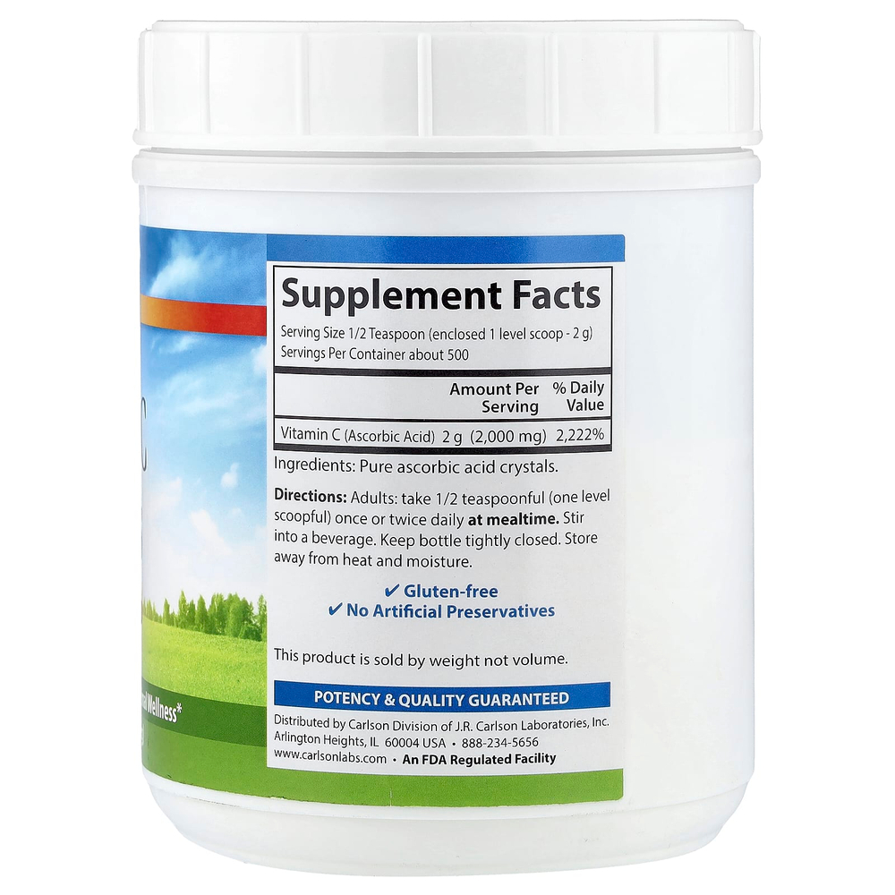 Carlson, Кристаллы витамина C, 1000 г (2,2 фунта)