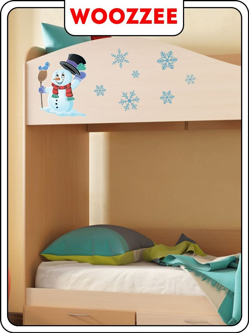 Наклейки-стикеры "Снеговик с птичкой"