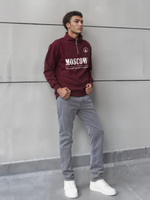 Толстовка мужская с зип-воротником "Moscow" бордо