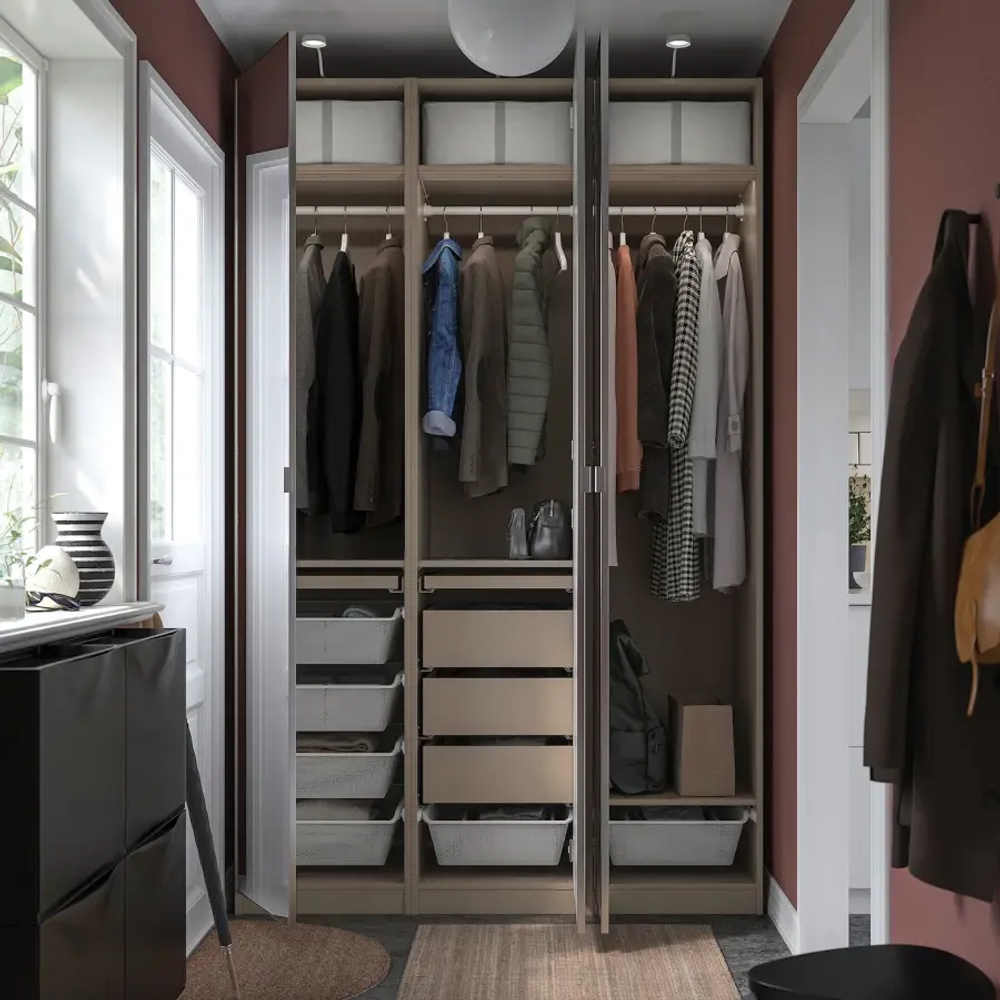 Гардеробная комбинация - PAX / ÅHEIM/ АHEIM IKEA/ПАКС/  АХЕЙМ ИКЕА,  237х150 см, под беленый дуб