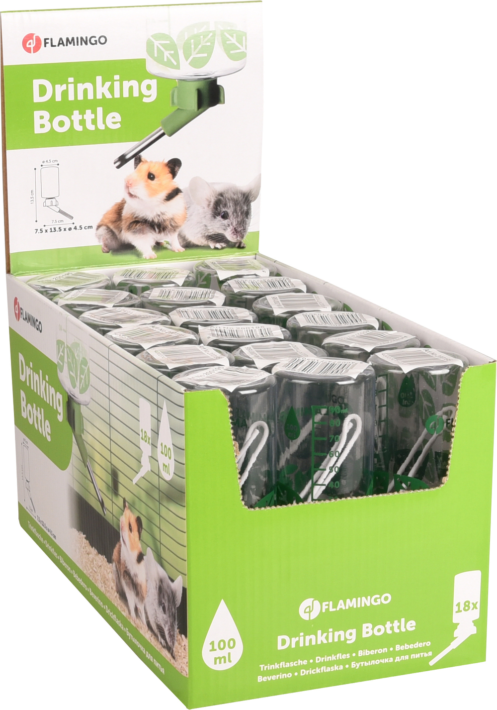 Поилка для грызунов 150 мл, 18 шт., Flamingo