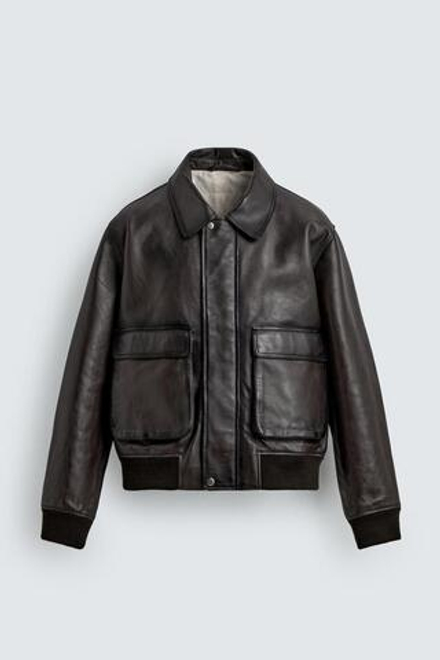 ZARA КОЖАНАЯ КУРТКА — LIMITED EDITION, КОРИЧНЕВЫЙ