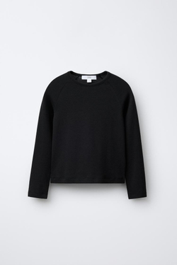 ZARA ФУТБОЛКА РЕГЛАН ИЗ МОДАЛА, ТЕМНЫЙ АНТРАЦИТ