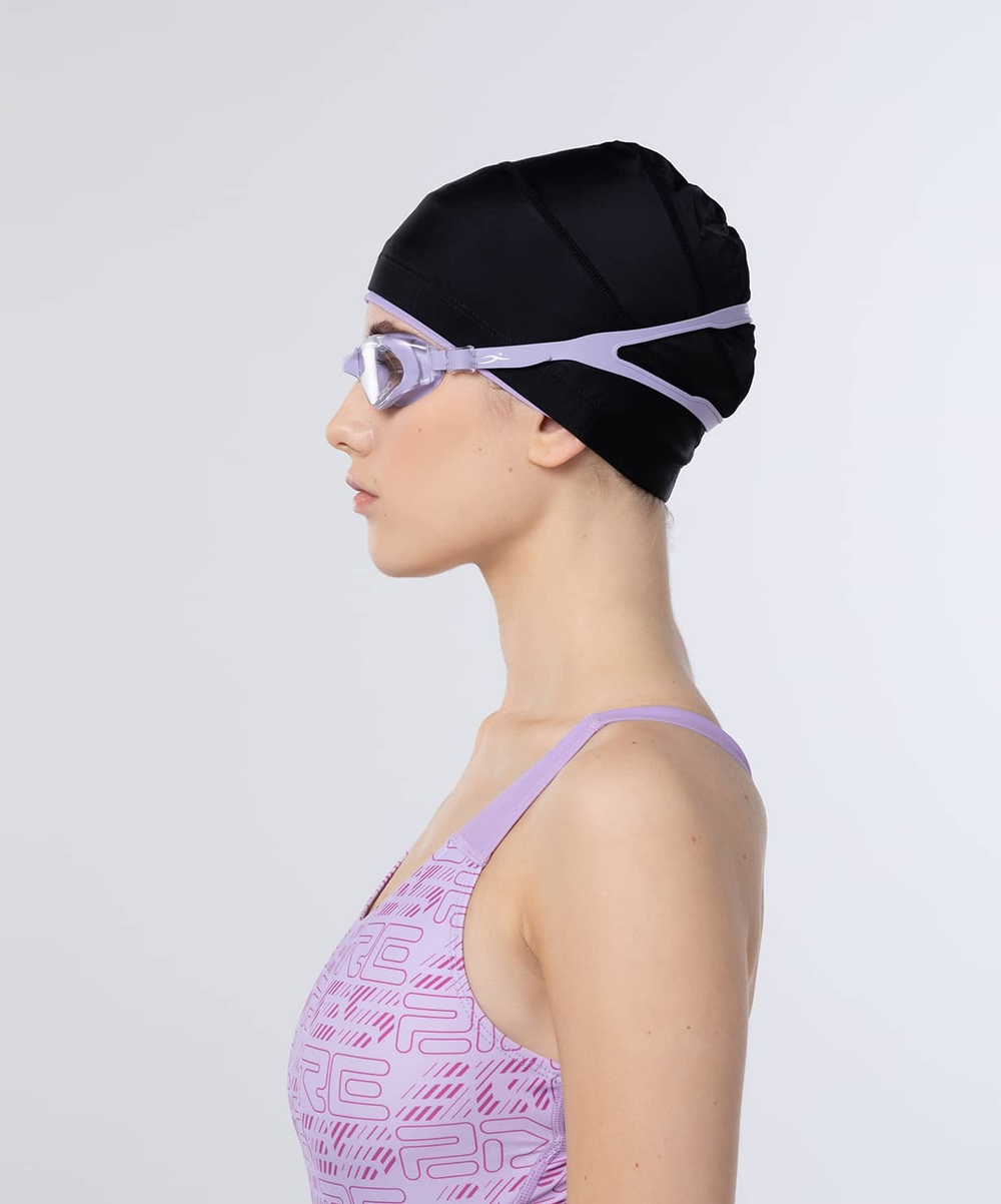Шапочка для плавания Duplo Black/Lilac, полиамид, для длинных волос