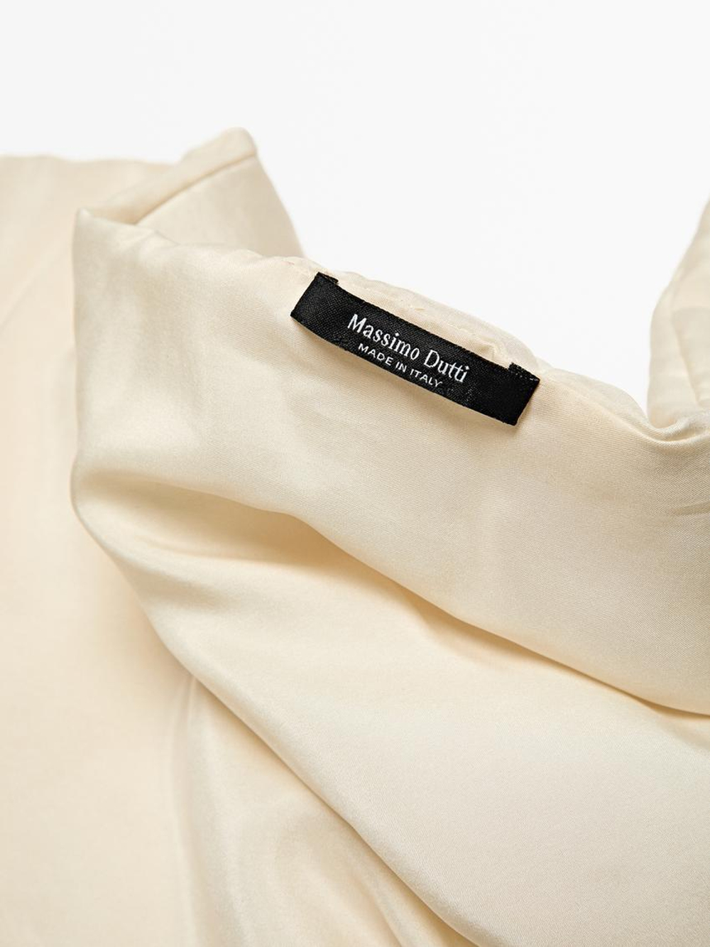 Massimo Dutti Стеганая бандана из 100% шелка, натуральный, кремовый