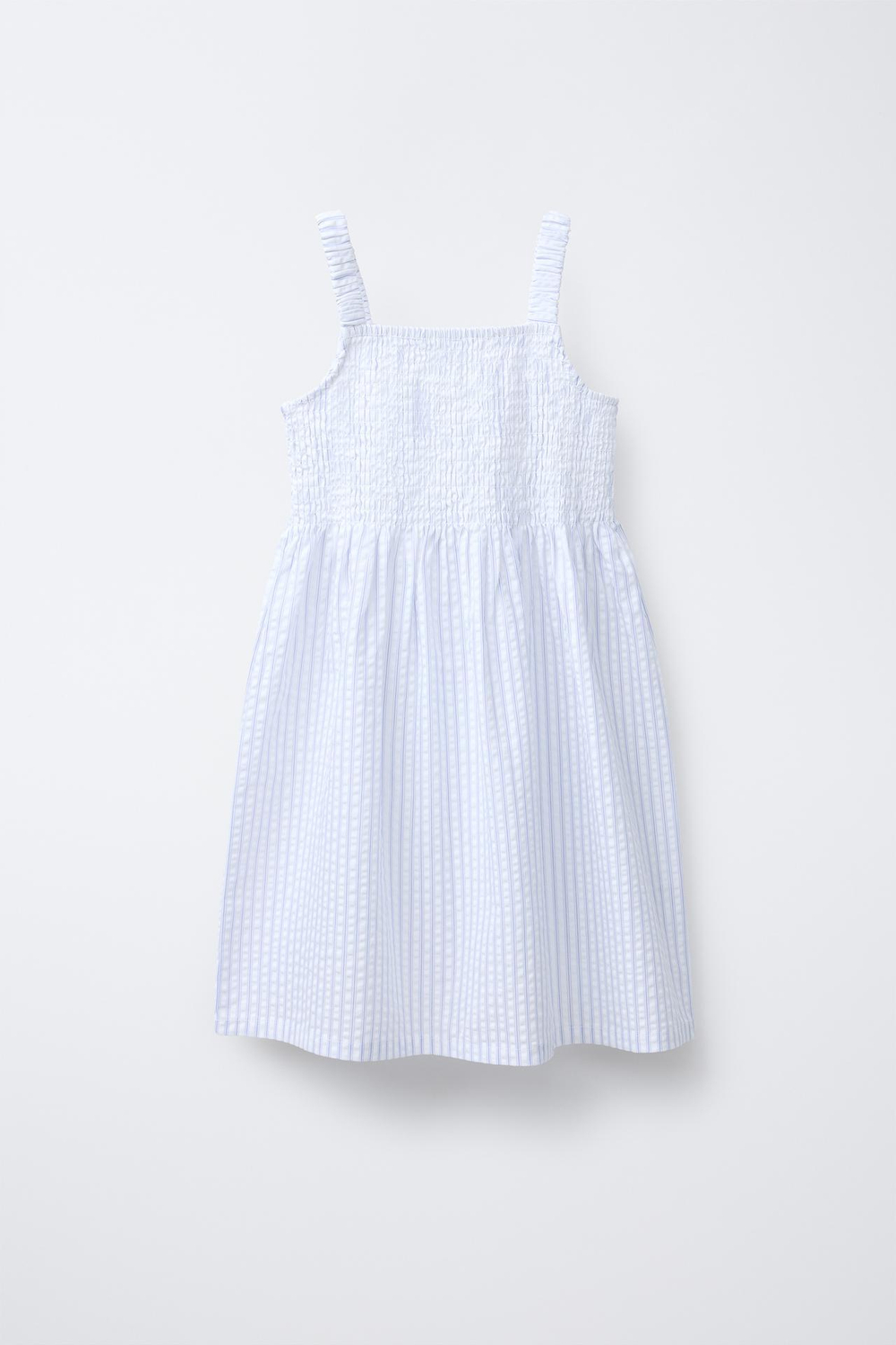 ZARA КОМПЛЕКТ ИЗ ПЛАТЬЯ И УКОРОЧЕННОЙ РУБАШКИ В ПОЛОСКУ, ЖЕЛТОВАТО-БЕЛЫЙ