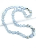 Бусы колье из натурального голубого агата сапфирина ожерелье