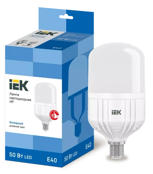 Лампа светодиодная HP 50Вт 230В 6500К Е40 IEK LLE-HP-50-230-65-E40