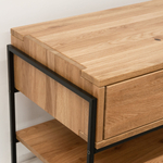 Тумба под телевизор, 123х46х60, G+K, напольная, туалетный столик, с ящиками и полкой, из массива дуба, лак, MAKOSA