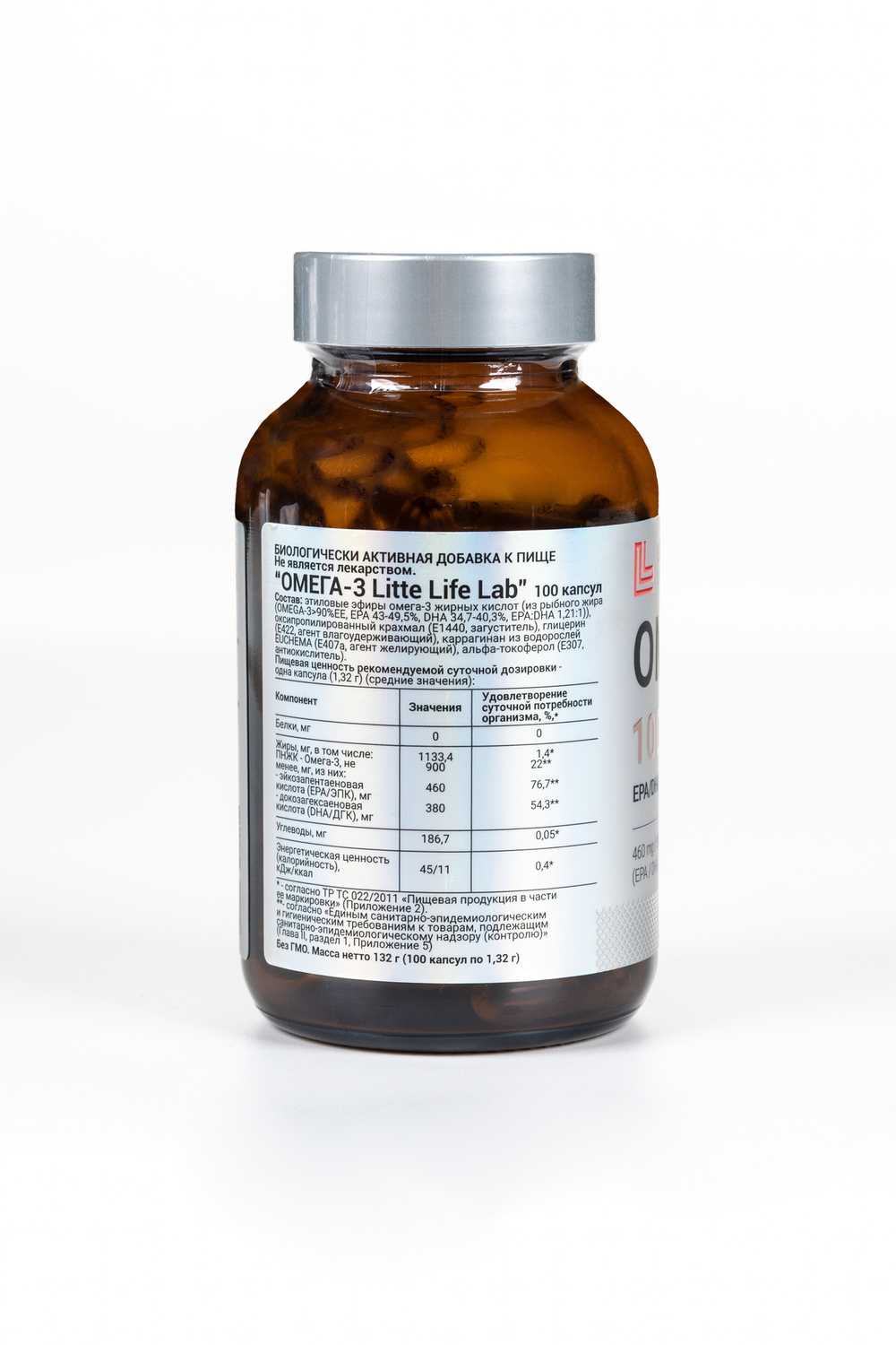 OMEGA-3 Litte Life Lab, 1000 мг, 100 капсул