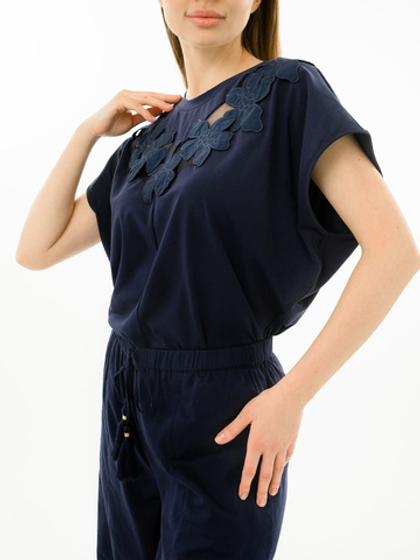 TWINSET Футболка с цветочной апликацией