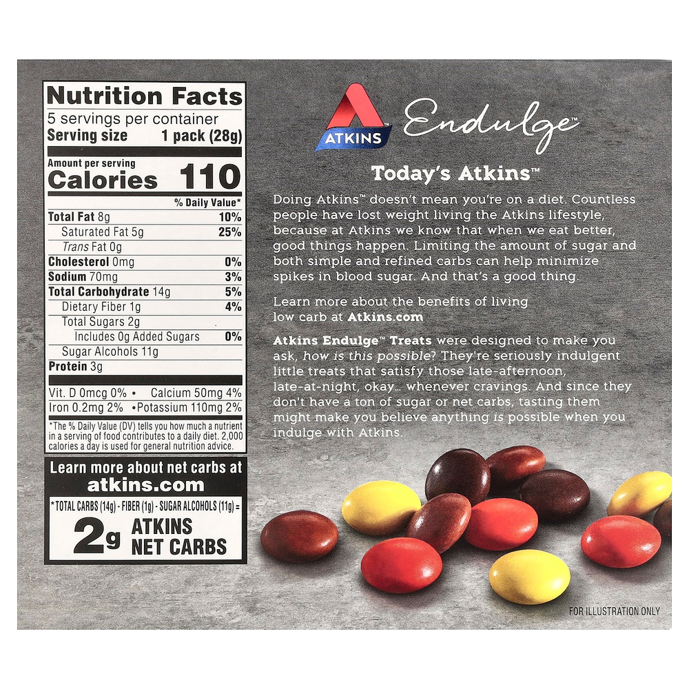 Atkins, Endulge, конфеты с арахисовой пастой, 5 батончиков по 28 г (1 унция)