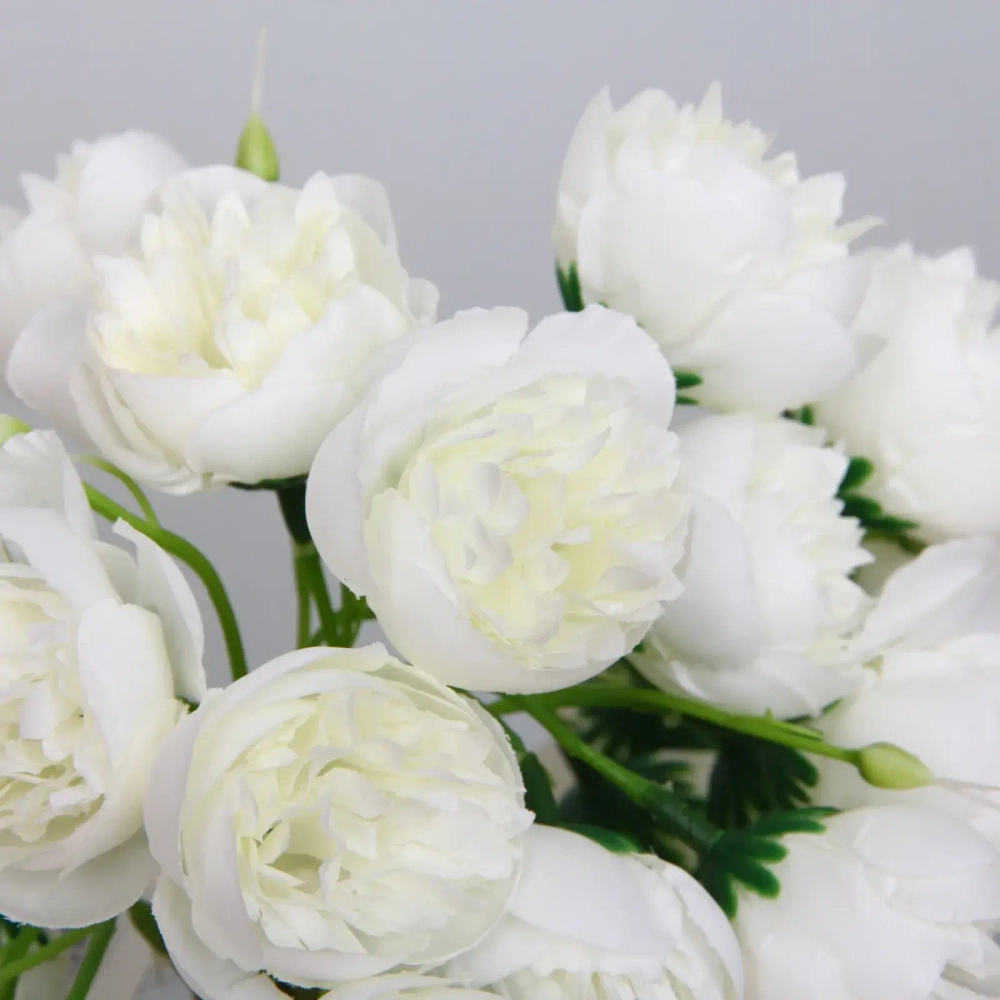 Цветы искусственные «Нежные пионы» букет 9шт 27 голов 30см белые