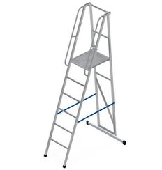 Лестница-платформа фиксированной высоты алюминиевая MEGAL ЛПФВА Н=1.5-4 с траверсой