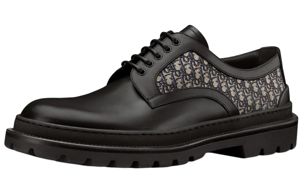 DIOR Explorer Derby Cow Split Leather Casual Leather Shoes Men"s Pitch Black