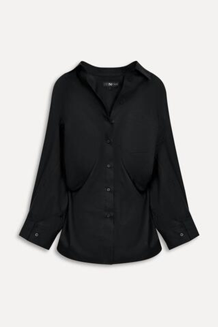 ZARA РУБАШКА ИЗ ПОПЛИНА С РУКАВАМИ «ЛЕТУЧАЯ МЫШЬ» — 50TH ANNIVERSARY, ЧЕРНЫЙ