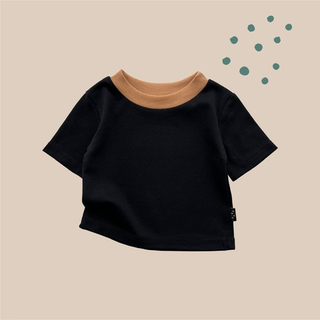 футболка черная Lion Boy (c воротом "охра")