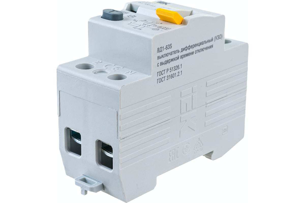 Выключатель дифференциальный (УЗО) ВД1-63S 2Р 63А 100мА IEK