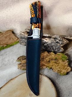 Тактический нож кованый туристический Кизлярский с ножнами Коричневый