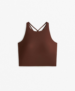 Oysho Топ-майка Comfortlux с тесемками и чашками, шоколадный