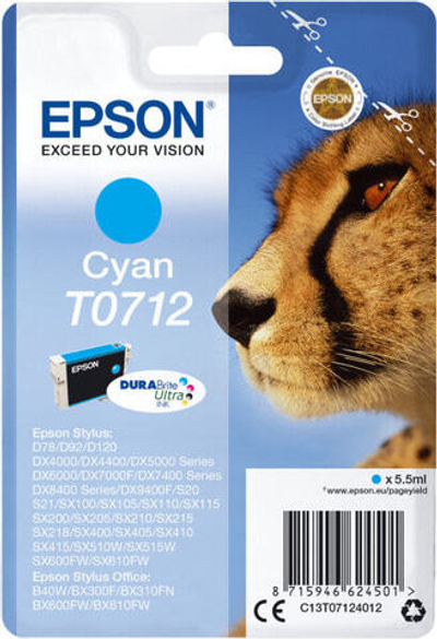 Epson Cheetah T0712 струйный картридж 1 шт Подлинный Голубой C13T07124022