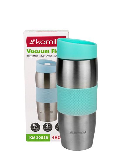 Термокружка 380 мл. из нержавеющей стали Kamille KM-2053R с TPR-вставкой