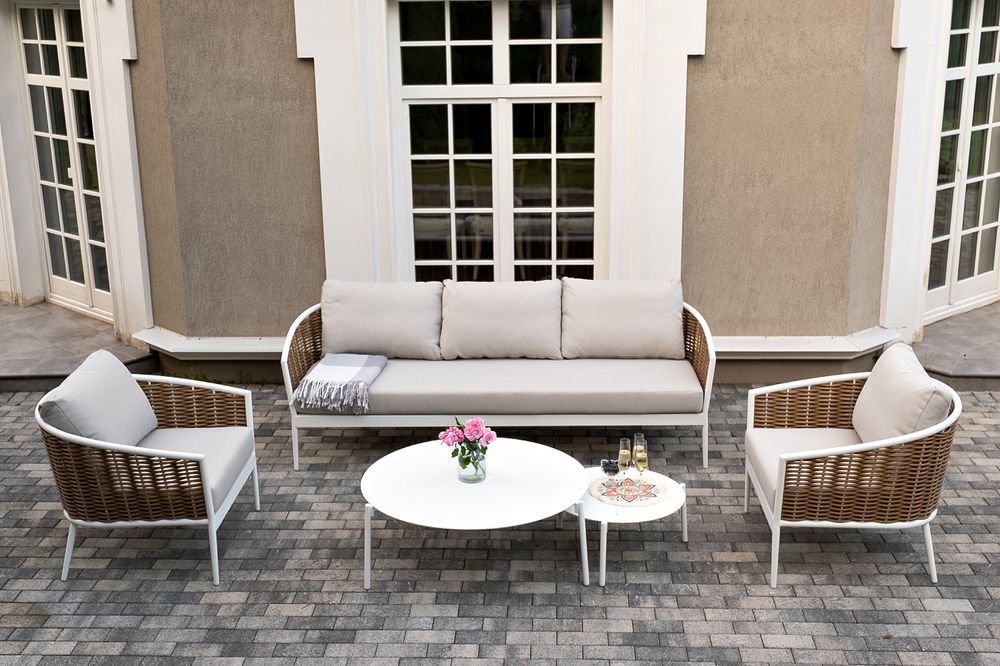 "Тоскана" лаунж-зона из искусственного ротанга, цвет соломенный