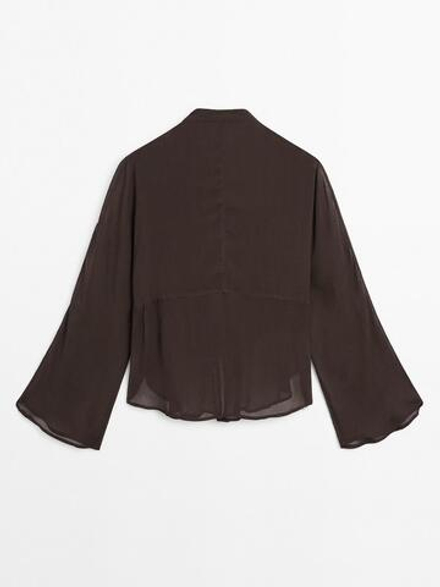 Massimo Dutti Рубашка с воланами, баклажанный