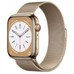 Apple Watch Series 8, 41мм, из стали золотого цвета, миланский сетчатый браслет