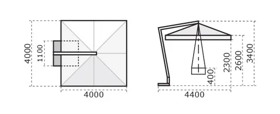 Зонт профессиональный Leonardo Braccio, 400х400 см, антрацит, слоновая кость