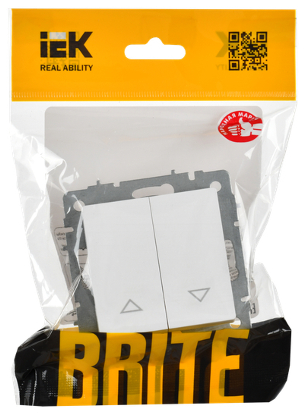 BRITE Выключатель жалюзи 10А ВС10-1-5-БрАБ арктический белый IEK