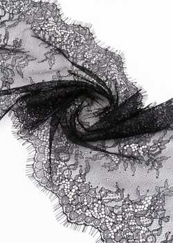 Кружево шантильи черное неэластичное ширина 22 см купон 2.9 м
