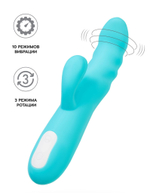 Голубой вибратор-ротатор с клиторальной стимуляцией Merry-Swi - 20,7 см. (Цвет: голубой)