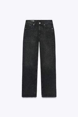 ZARA ПРЯМЫЕ ДЖИНСЫ TRF С НИЗКОЙ ПОСАДКОЙ, ЧЕРНЫЙ