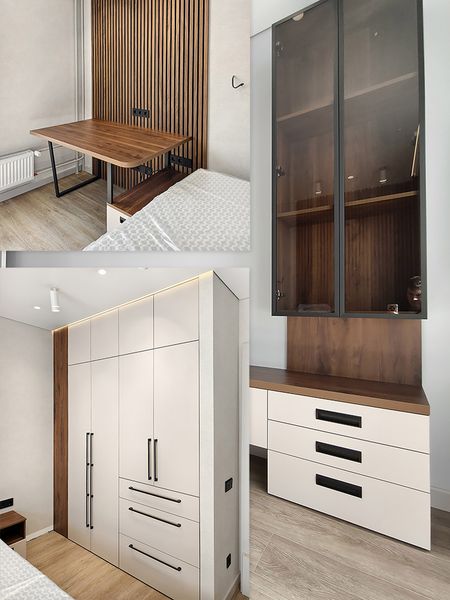 Мебель для спальни: платяной шкаф, ТВ консоль, рабочая зона