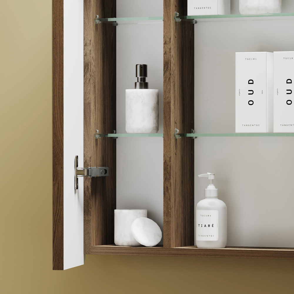 Зеркальный шкаф для ванной комнаты Sancos Mirror 690x150х740 мм, с LED подсветкой, цвет дуб чарльстон, с розеткой, арт. MI70ECH