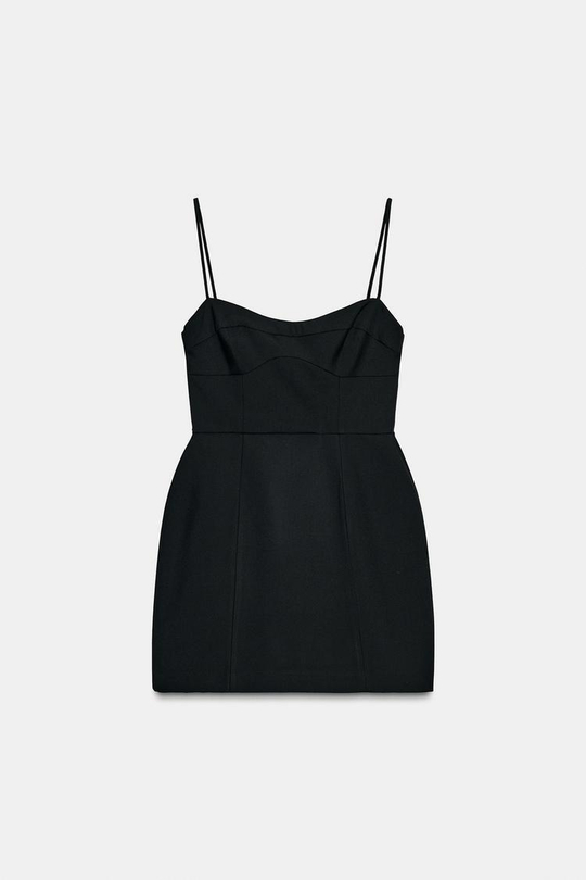 ZARA КОРОТКОЕ ПЛАТЬЕ НА БРЕТЕЛЯХ, ЧЕРНЫЙ
