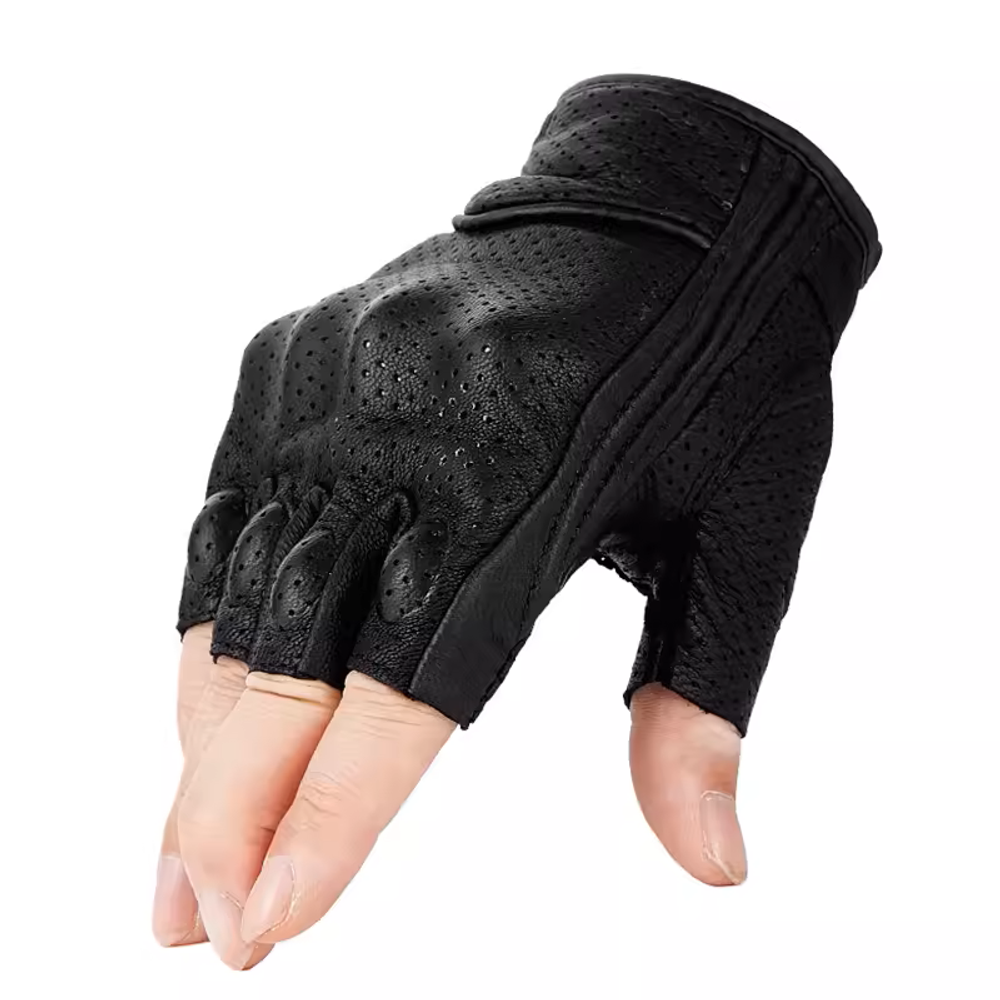 Перчатки Bullit чёрные без пальцев с перфорацией кож XL