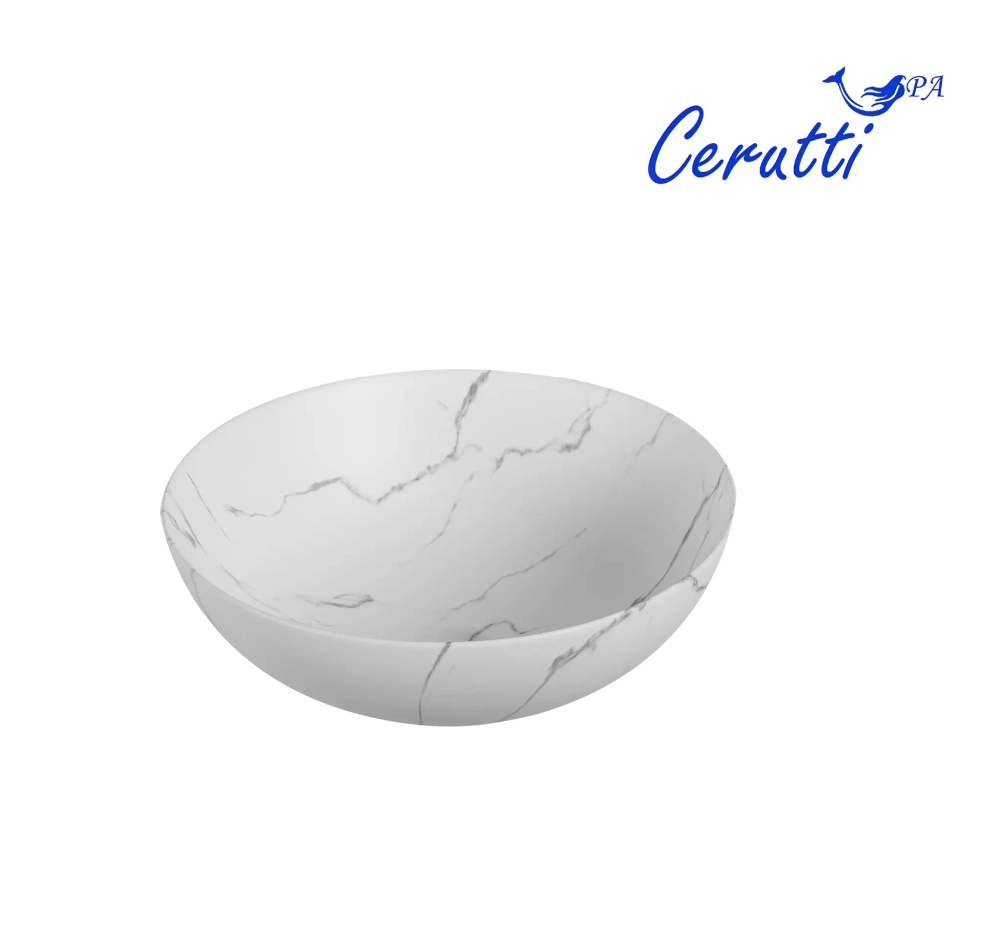 Раковина CR3301MWM2 накладная, мрамор матовый белый, круглая, 400х400х140 Ceruttispa
