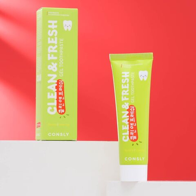Гелевая зубная паста Consly Clean&Fresh, с экстрактами бамбука и зеленого чая - 105 гр.