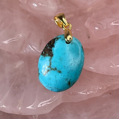 52454  Бирюза Кулон 12*16мм золото 24К Хубэй (Заряжено на Удачу)