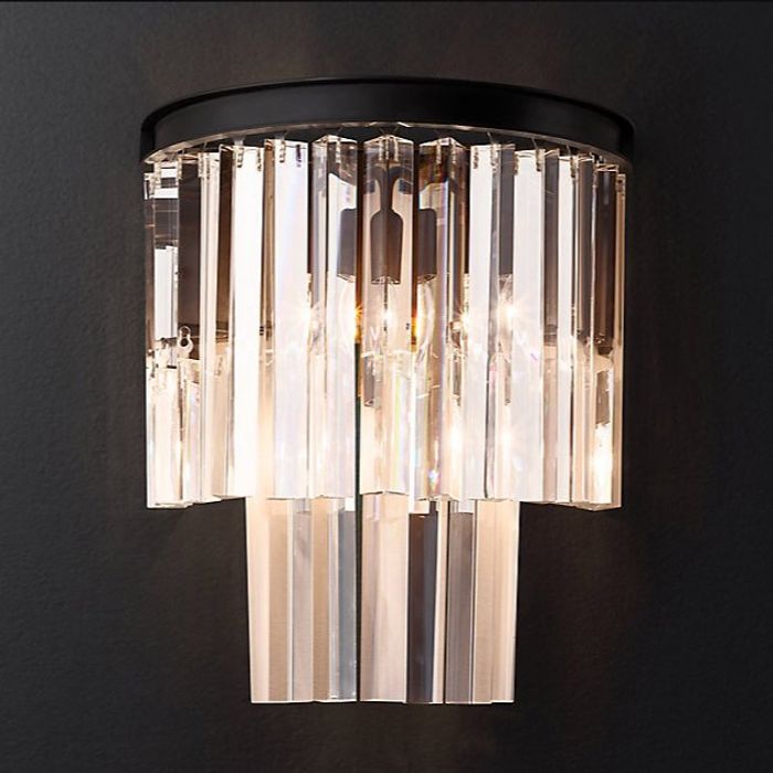 Бра Restoration Hardware 1920s Odeon Clear Glass Fringe Sconce Grey Iron